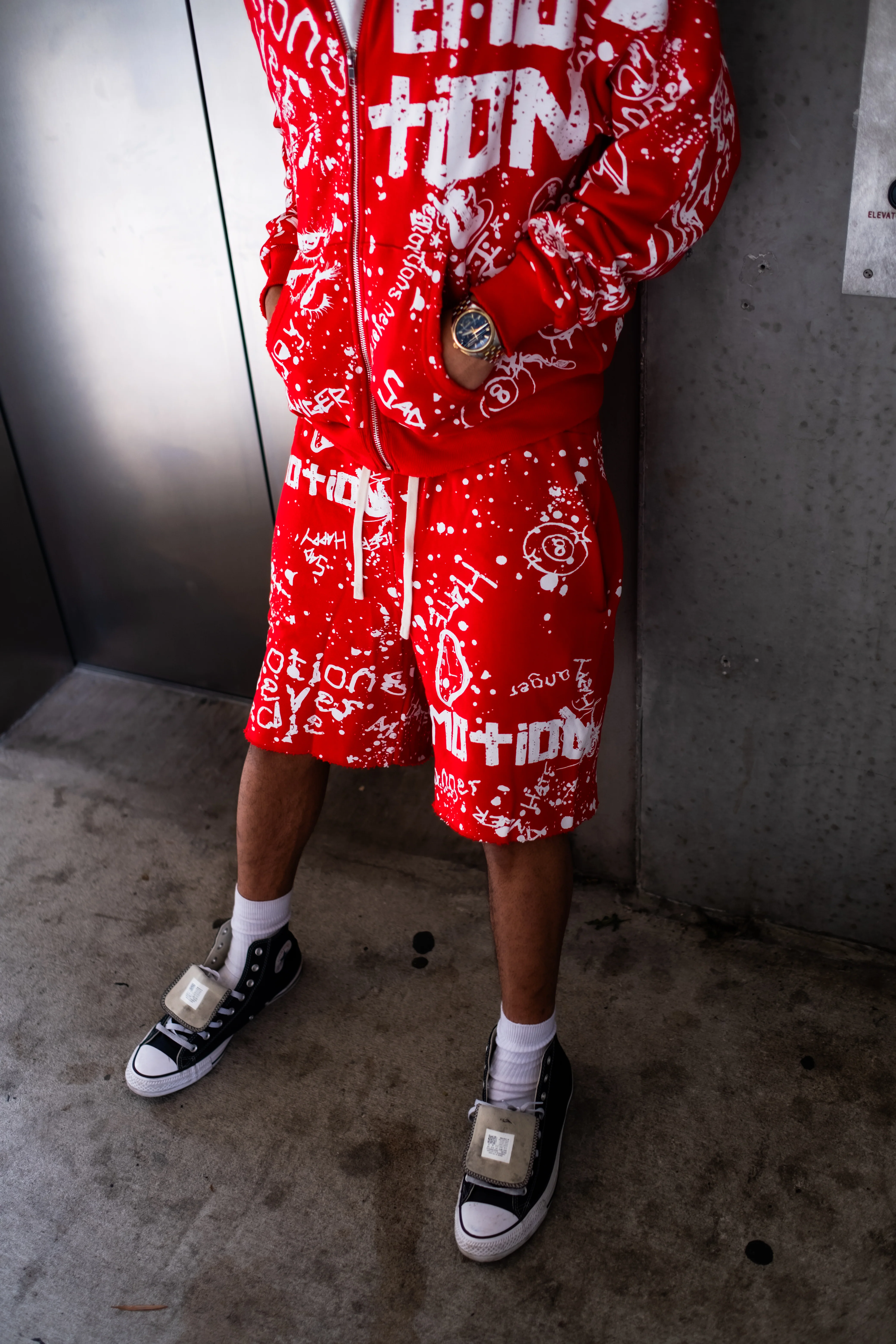 Red “Graffiti” Shorts - Image 3